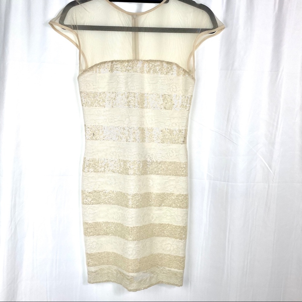 Dress the population Cream color sequence dress